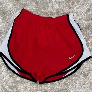 Nike Women's Red and White Athletic Shorts